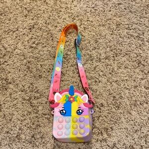 Rainbow unicorn pop it bag
